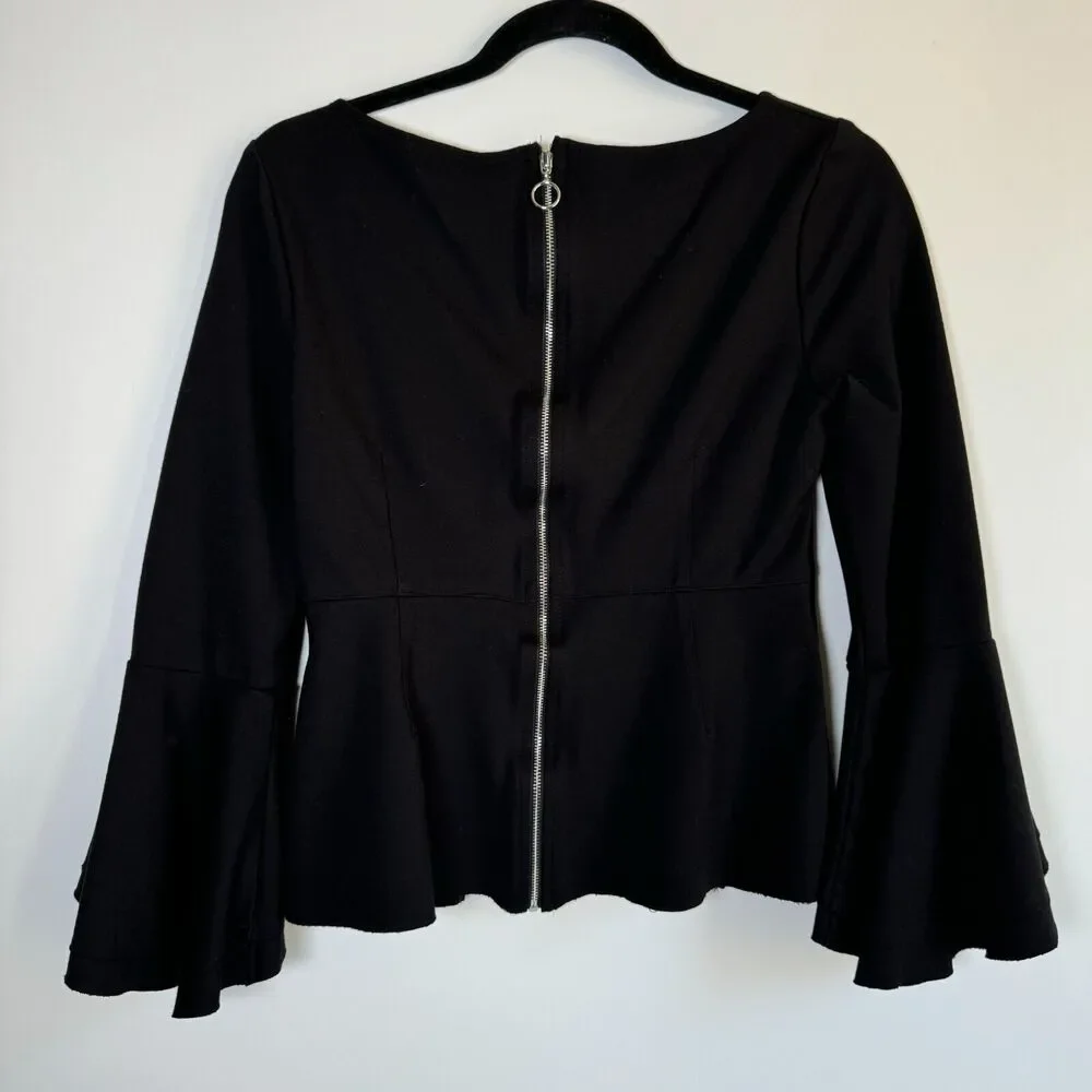 Three Dots Top Womens‎ Small Black Whimsigoth Fairy Artsy Cottagecore Edgy Chic